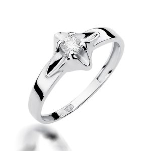 Pierścionek W0155 Diament 0,12ct białe złoto