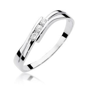 Pierścionek W0159 z diamentami białe złoto