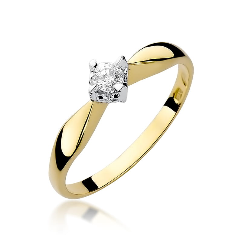 Pierścionek W0171 Diament 0,12ct żółte złoto