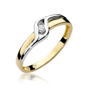 Pierścionek W0178 Diament 0,04ct żółte złoto
