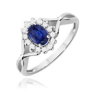 Pierścionek W0182 Szafir 0,70ct białe złoto