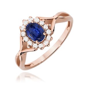 Pierścionek W0182 Szafir 0,70ct różowe złoto