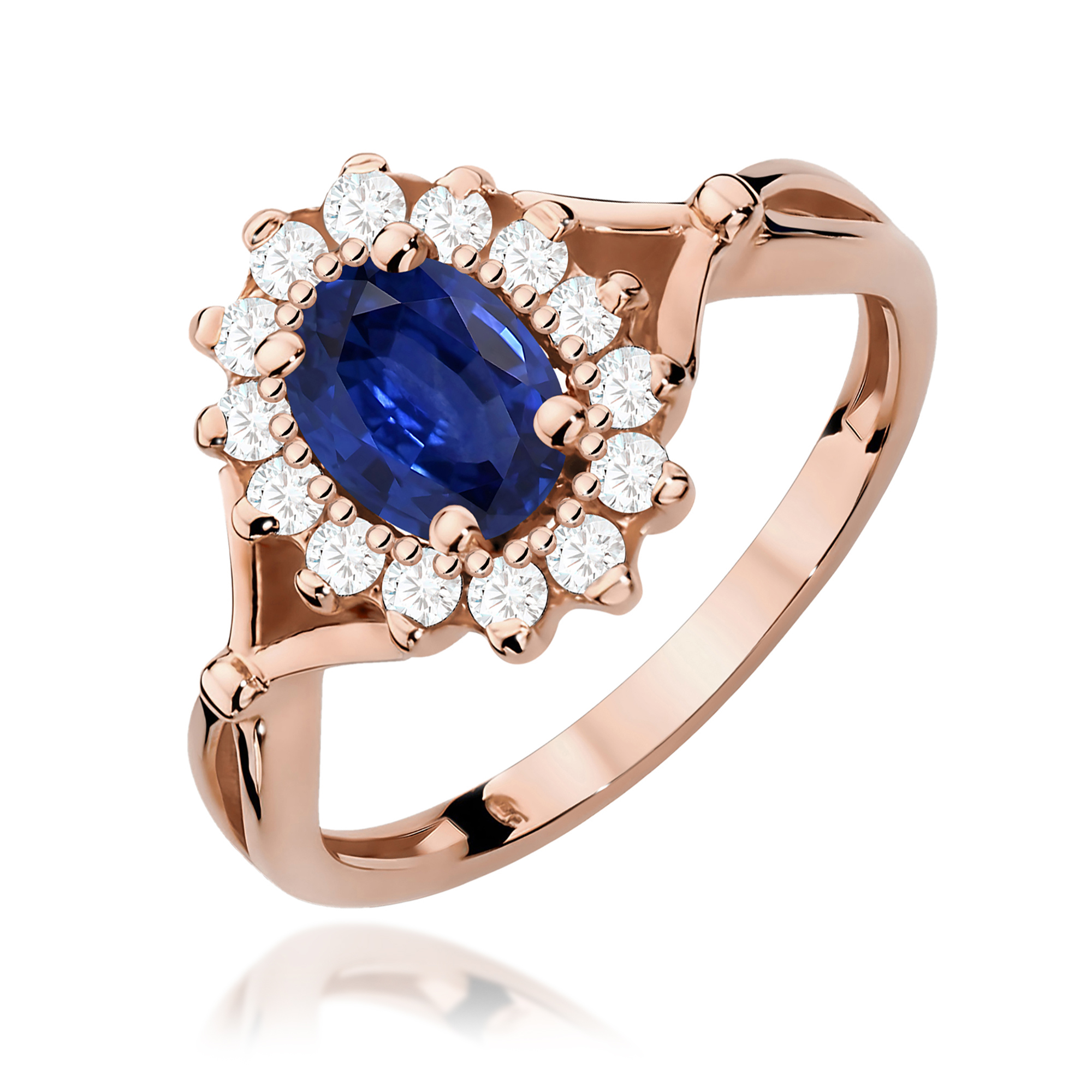 Pierścionek W0182 Szafir 0,90ct różowe złoto