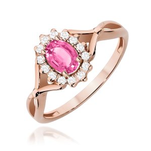 Pierścionek W0182 Różowy Topaz 0,50ct różowe złoto