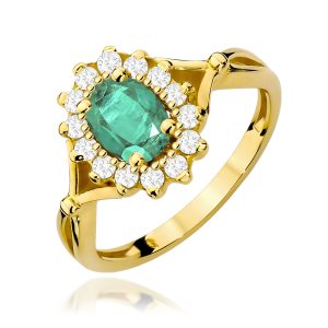 Pierścionek W0182 Szmaragd 0,80ct żółte złoto