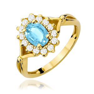 Pierścionek W0182 Topaz Swiss 0,90ct żółte złoto