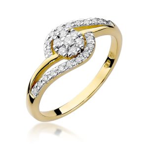 Pierścionek W0184 Diament 0,17ct żółte złoto