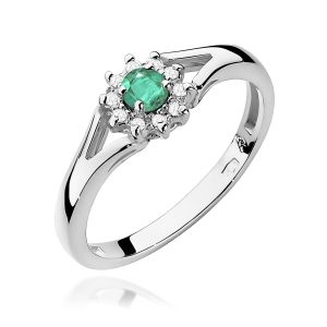 Pierścionek W0185 Szmaragd 0,15ct białe złoto