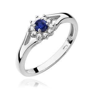 Pierścionek W0185 Szafir 0,15ct białe złoto