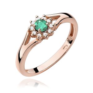 Pierścionek W0185 Szmaragd 0,15ct różowe złoto