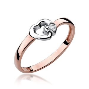 Pierścionek W0188 Diament 0,02ct różowe złoto