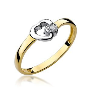 Pierścionek W0188 Diament 0,02ct żółte złoto