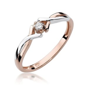 Pierścionek W0190 Diament 0,04ct różowe złoto