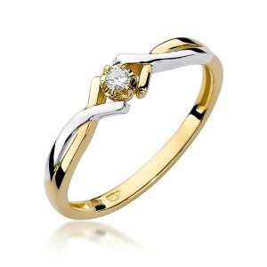 Pierścionek W0190 Diament 0,04ct żółte złoto