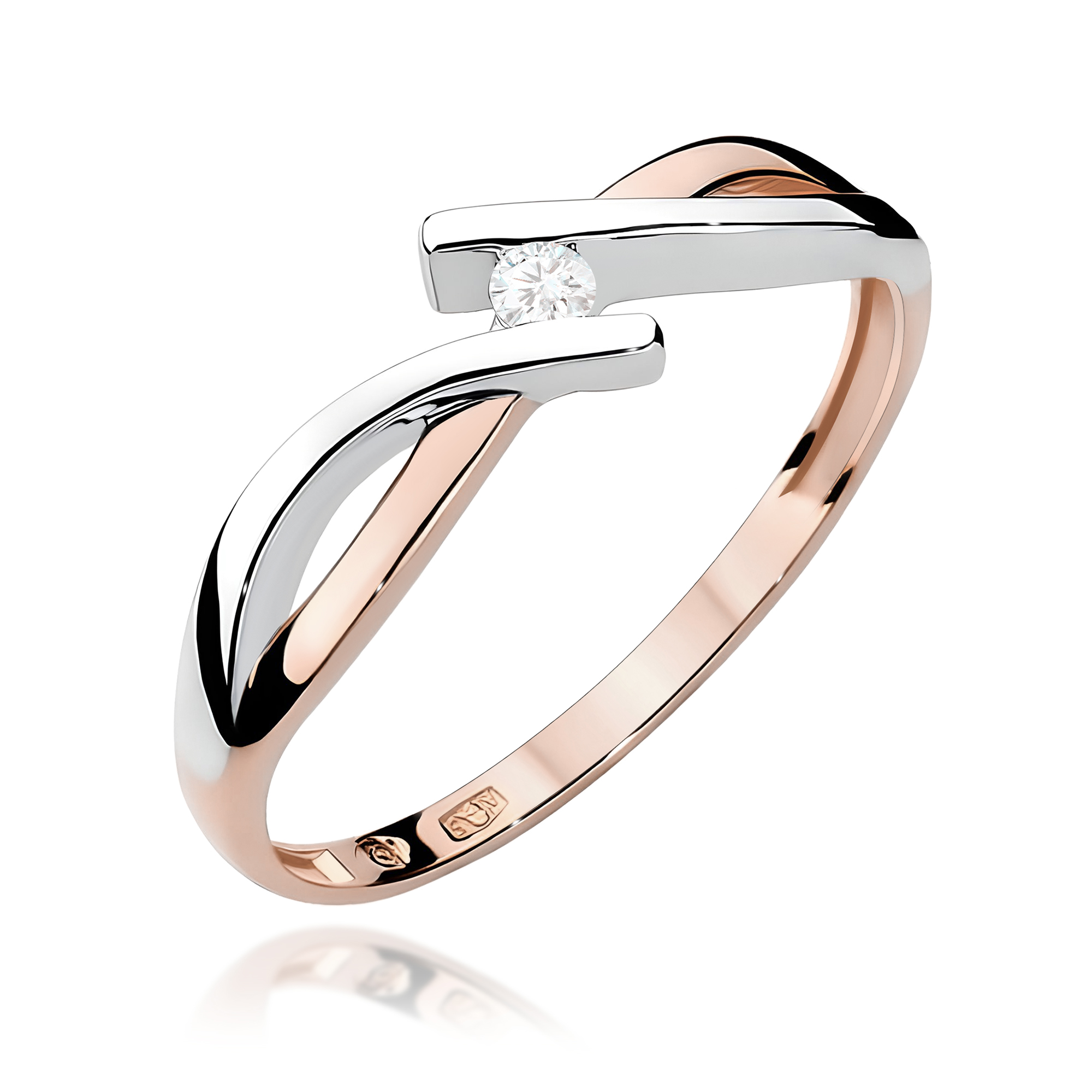 Pierścionek W0191 Diament 0,04ct różowe złoto