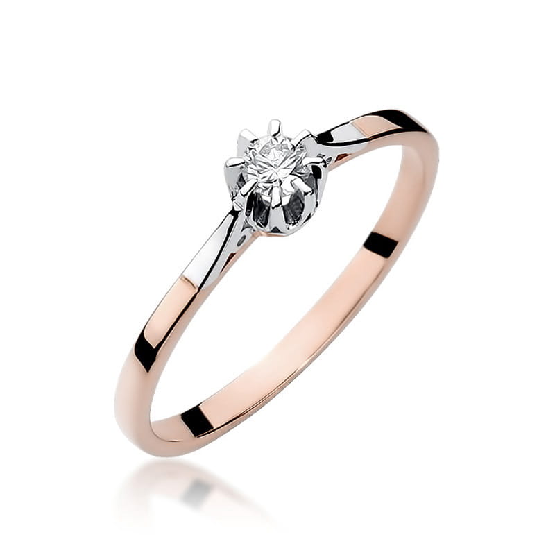 Pierścionek W0209 Diament 0,08ct różowe złoto