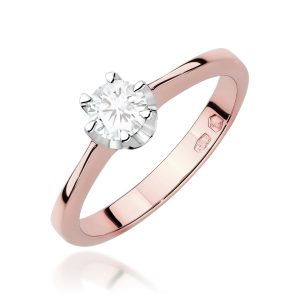 Pierścionek W0220B Diament Laboratoryjny 0,30ct różowe złoto