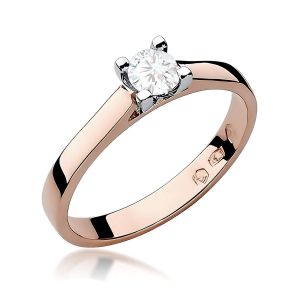 Pierścionek W0221B Diament Laboratoryjny 0,30ct różowe złoto