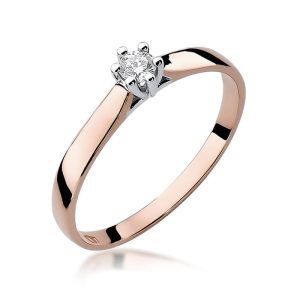 Pierścionek W0222 Diament 0,10ct różowe złoto