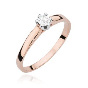 Pierścionek W0222 Diament Laboratoryjny 0,15ct różowe złoto