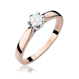 Pierścionek W0222B Diament Laboratoryjny 0,25ct różowe złoto