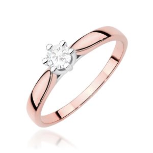 Pierścionek W0222B Diament Laboratoryjny 0,30ct różowe złoto