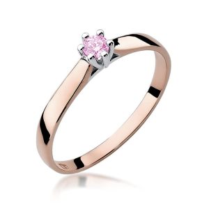 Pierścionek W0222 Topaz Różowy 0,13ct różowe złoto
