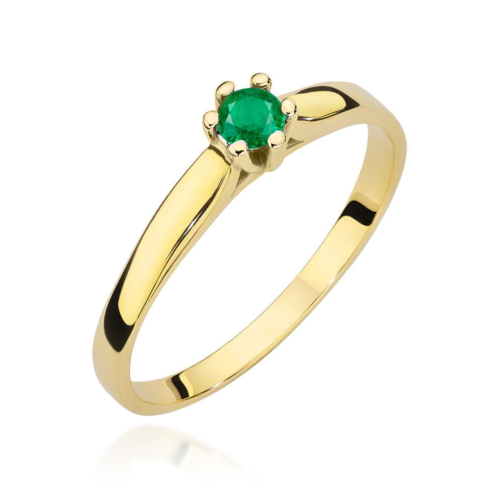 Pierścionek W0222 Szmaragd 0,15ct żółte złoto