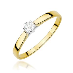 Pierścionek W0222 Diament Laboratoryjny 0,10ct żółte złoto