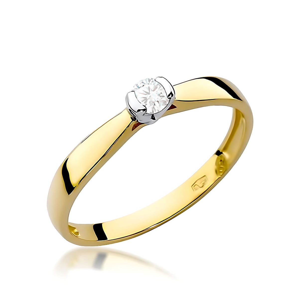 Pierścionek W0223 Diament 0,08ct żółte złoto
