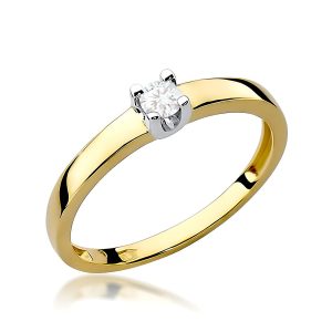 Pierścionek W0225 Diament 0,12ct żółte złoto