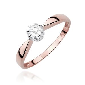 Pierścionek W0228 Diament 0,15ct różowe złoto
