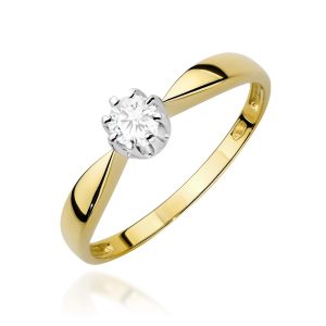 Pierścionek W0228 Diament Laboratoryjny 0,15ct żółte złoto