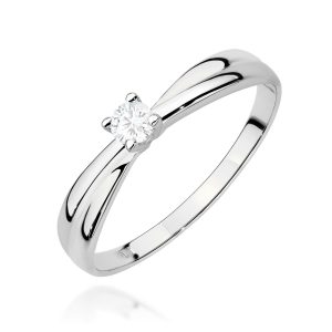 Pierścionek W0230 Diament Laboratoryjny 0,10ct białe złoto