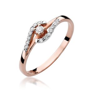 Pierścionek W0237 Diament 0,04ct różowe złoto
