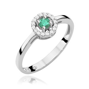 Pierścionek W0238 Szmaragd 0,15ct białe złoto