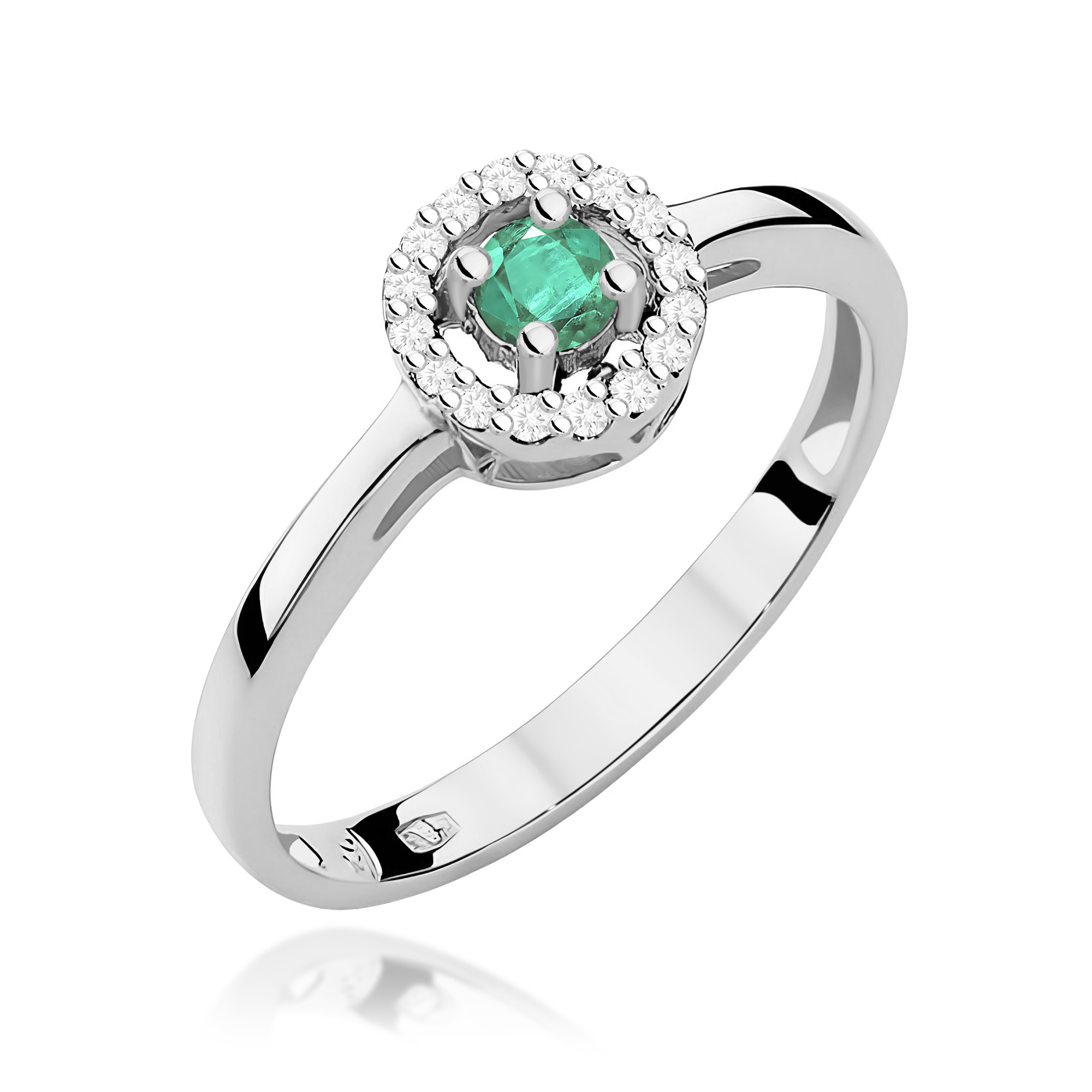 Pierścionek W0238 Szmaragd 0,15ct białe złoto