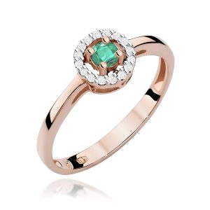 Pierścionek W0238 Szmaragd 0,15ct różowe złoto