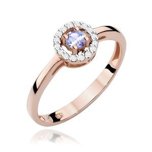 Pierścionek W0238 Tanzanit 0,15ct różowe złoto