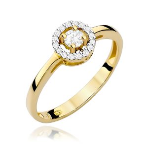 Pierścionek W0238 Diament 0,12ct żółte złoto