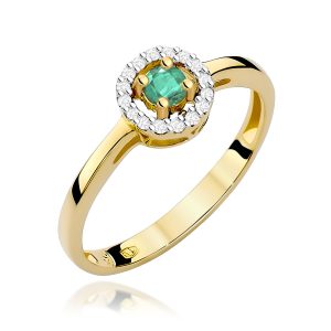 Pierścionek W0238 Szmaragd 0,15ct żółte złoto