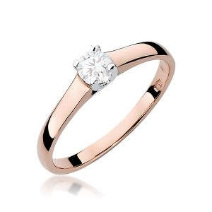 Pierścionek W0239 Diament Laboratoryjny 0,20ct różowe złoto