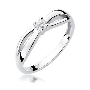 Pierścionek W0248 Diament Laboratoryjny 0,10ct białe złoto
