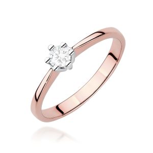 Pierścionek W0256 Diament 0,15ct różowe złoto