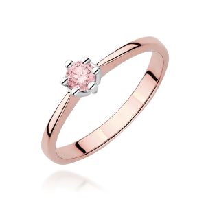 Pierścionek W0256 Diament Laboratoryjny różowy 0,15ct różowe złoto