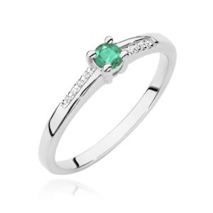 Pierścionek W0258 Szmaragd 0,15ct białe złoto