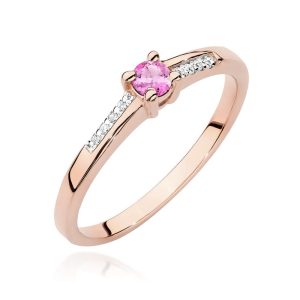 Pierścionek W0258 Różowy Topaz 0,13ct różowe złoto