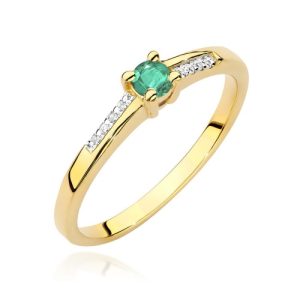 Pierścionek W0258 Szmaragd 0,15ct żółte złoto