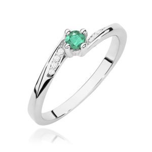 Pierścionek W0262 Szmaragd 0,15ct białe złoto
