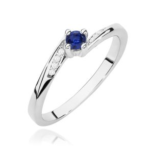 Pierścionek W0262 Szafir 0,15ct białe złoto